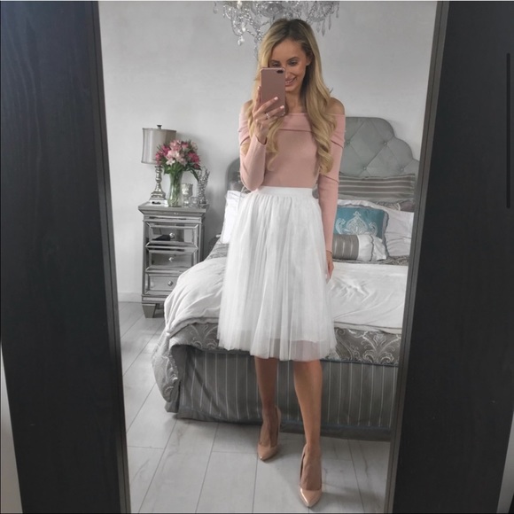 LAST 2!!!! Off the Shoulder Knitwear Pink Crop Top - Picture 2 of 8